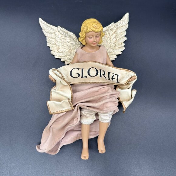 Kirkland Nativity Set Angel Replacement Gloria Figurine Pink Dress White Wings - Picture 2 of 8